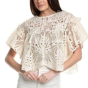 NWT FARM Rio Off white Palm Tree Richilier Blouse - Size S